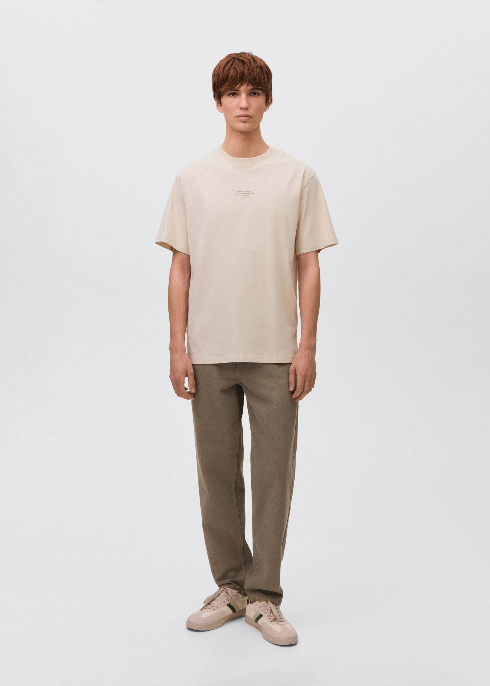 Printed cotton-blend t-shirt - General plane, Sand. Ref: 17042914-00.