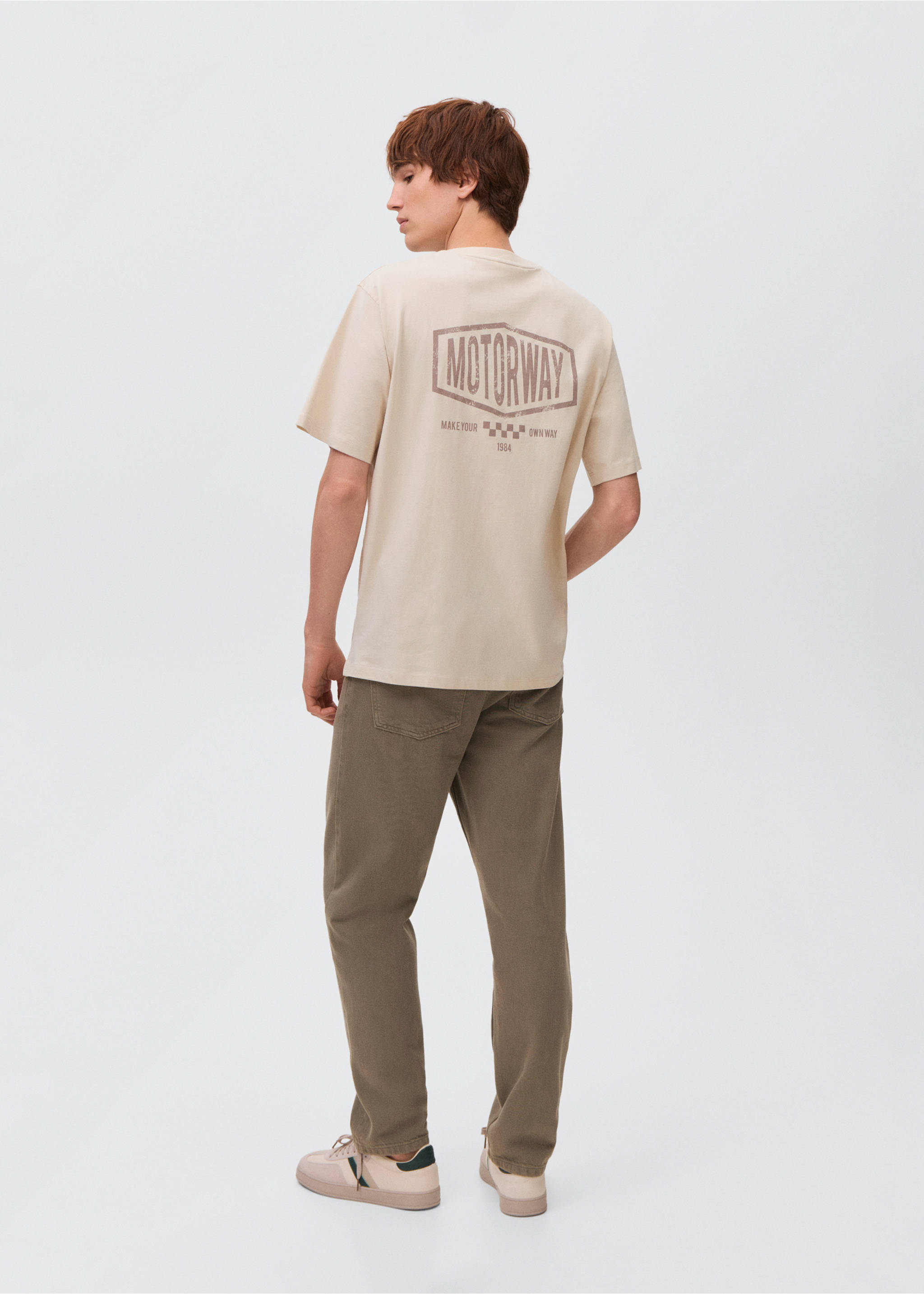 Printed cotton-blend t-shirt - Reverse of the article, Sand. Ref: 17042914-00.