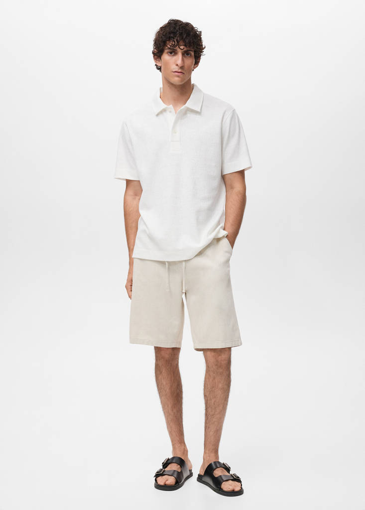 Structured knitted polo shirt — Off White