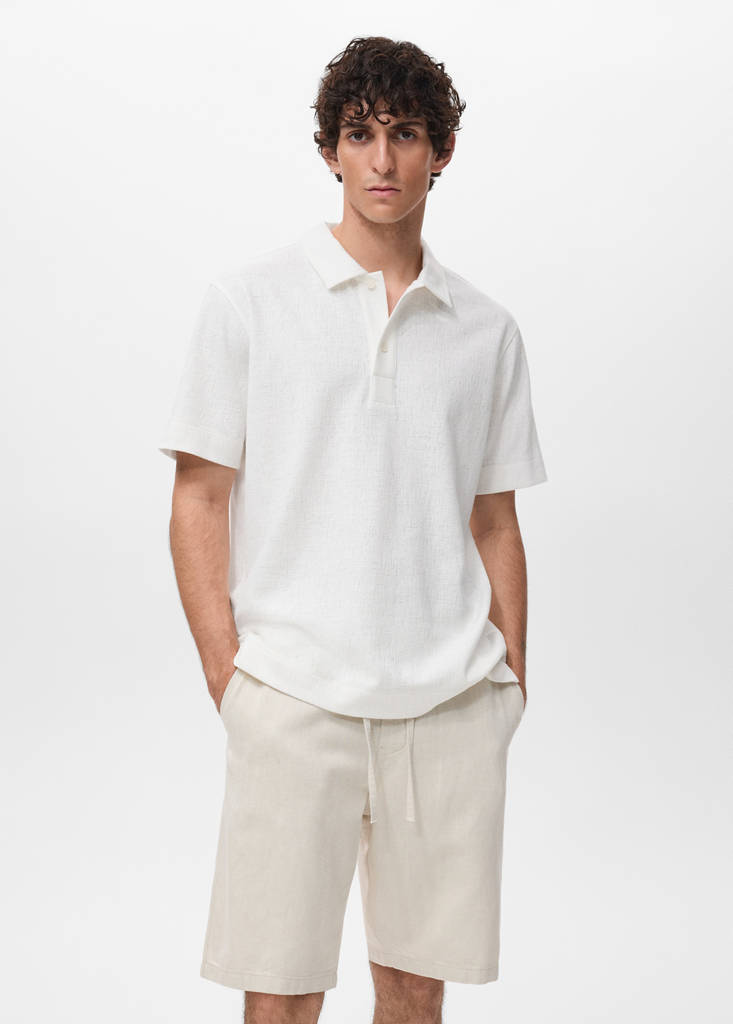 Structured knitted polo shirt — Off White