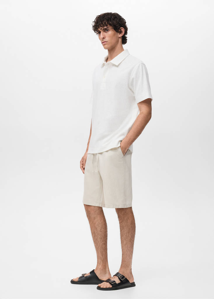 Structured knitted polo shirt — Off White