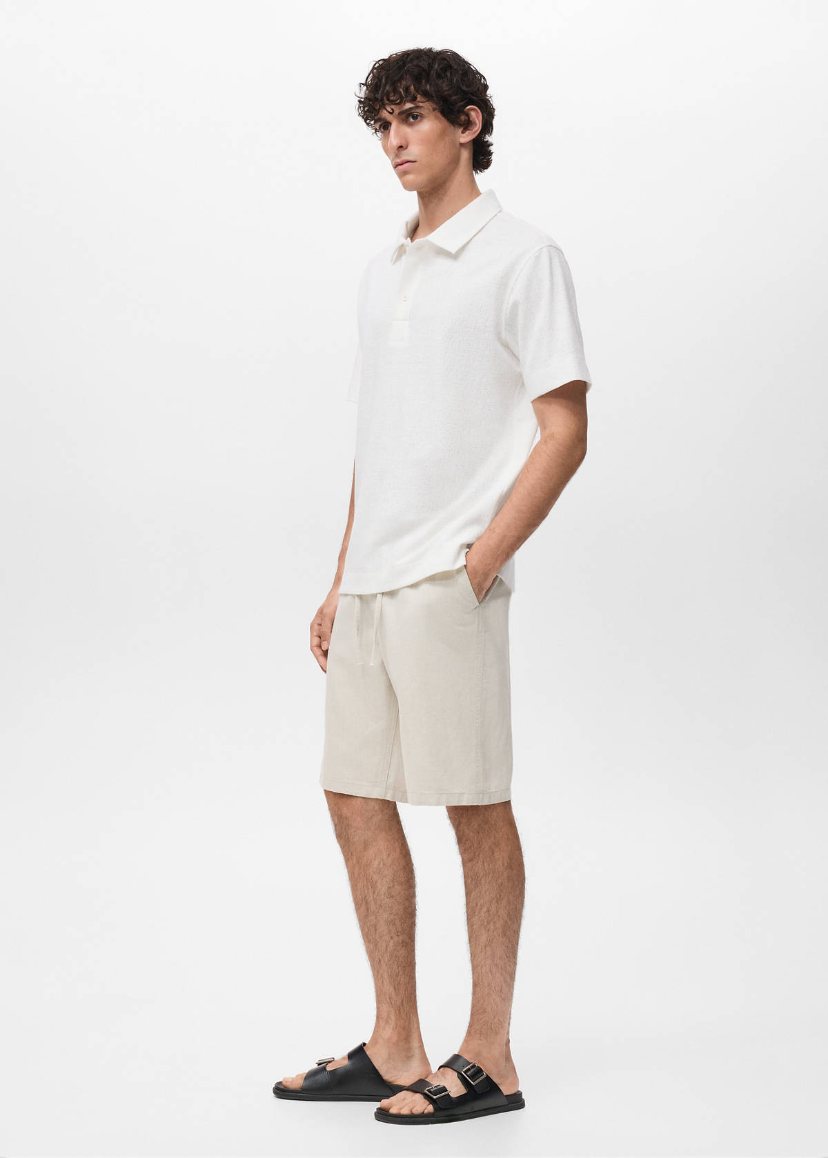Structured knitted polo shirt — Off White