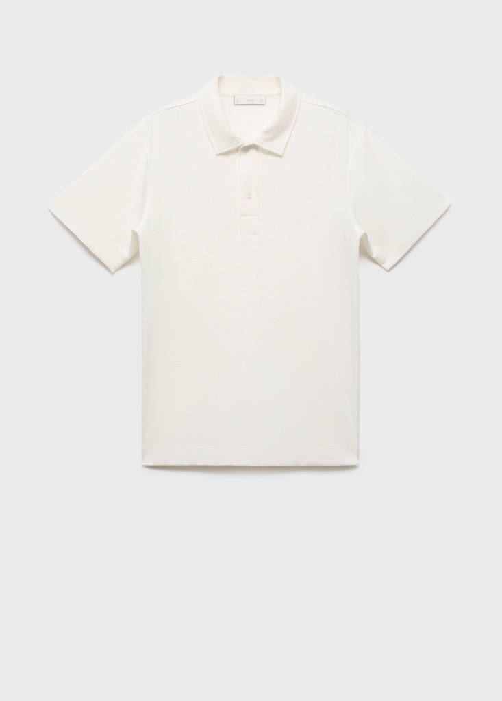 Structured knitted polo shirt — Off White