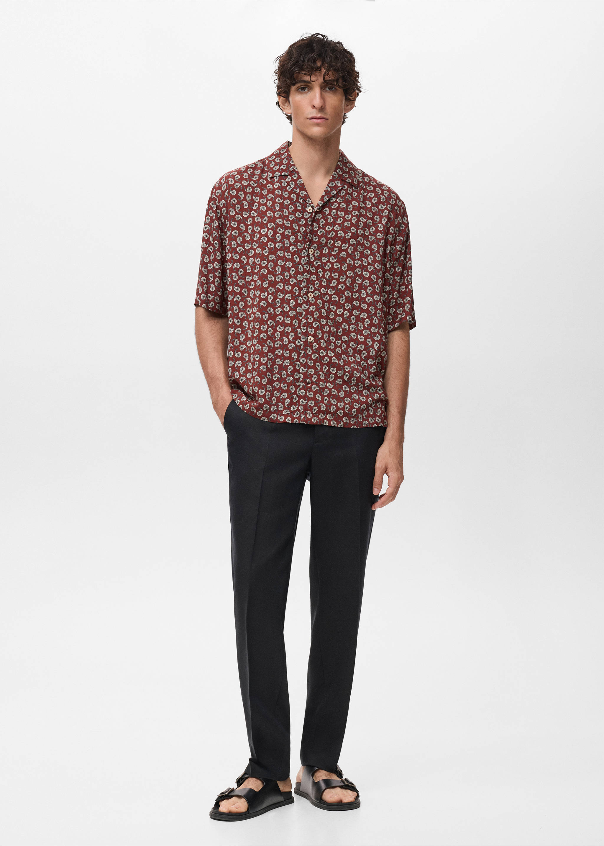Chemise regular-fit fluide imprimée - Plan général, Cerise. Ref: 17042929-00.