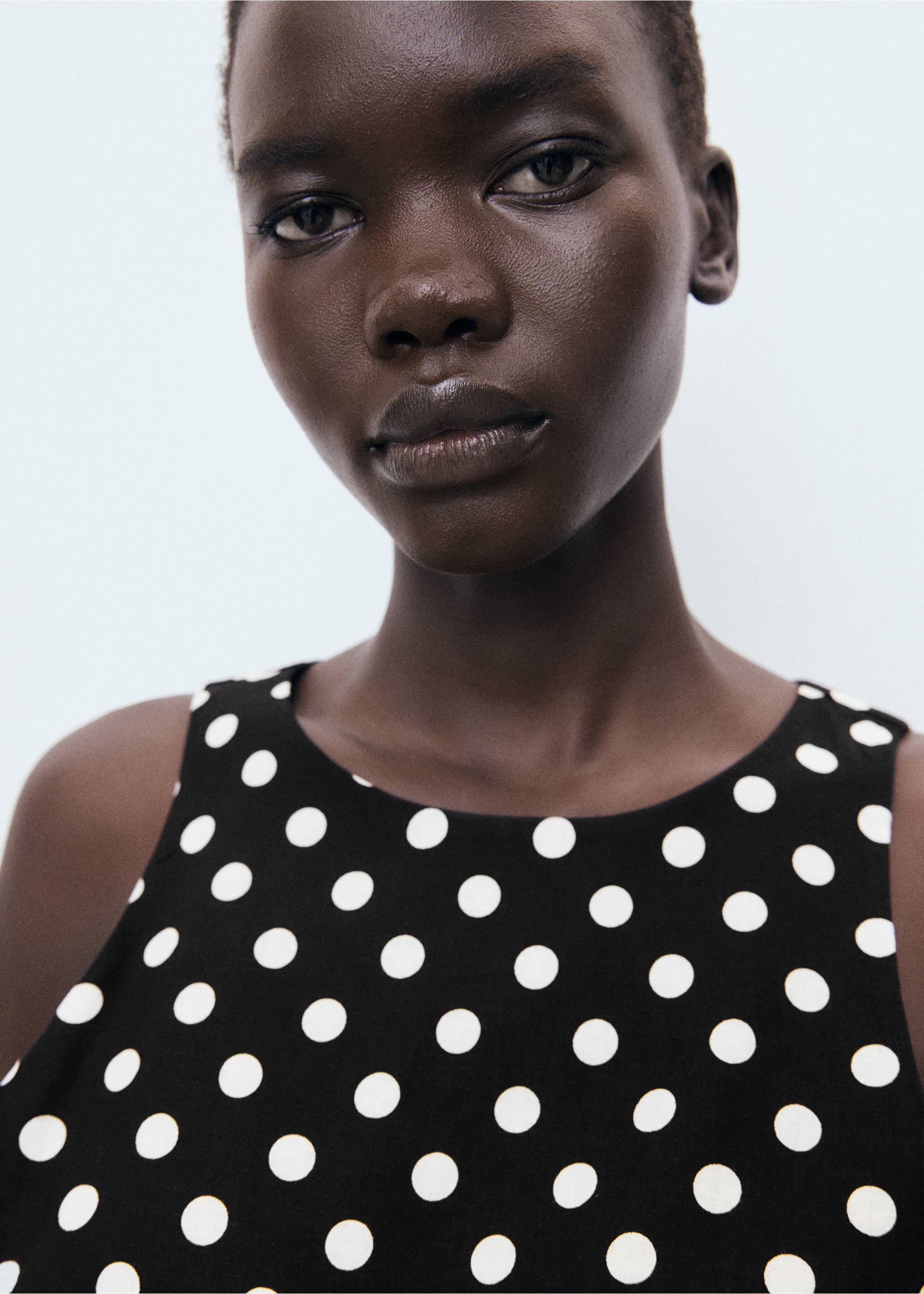 Polka-dot belt jumpsuit - Details of the article 1, Black. Ref: 17042930-00.