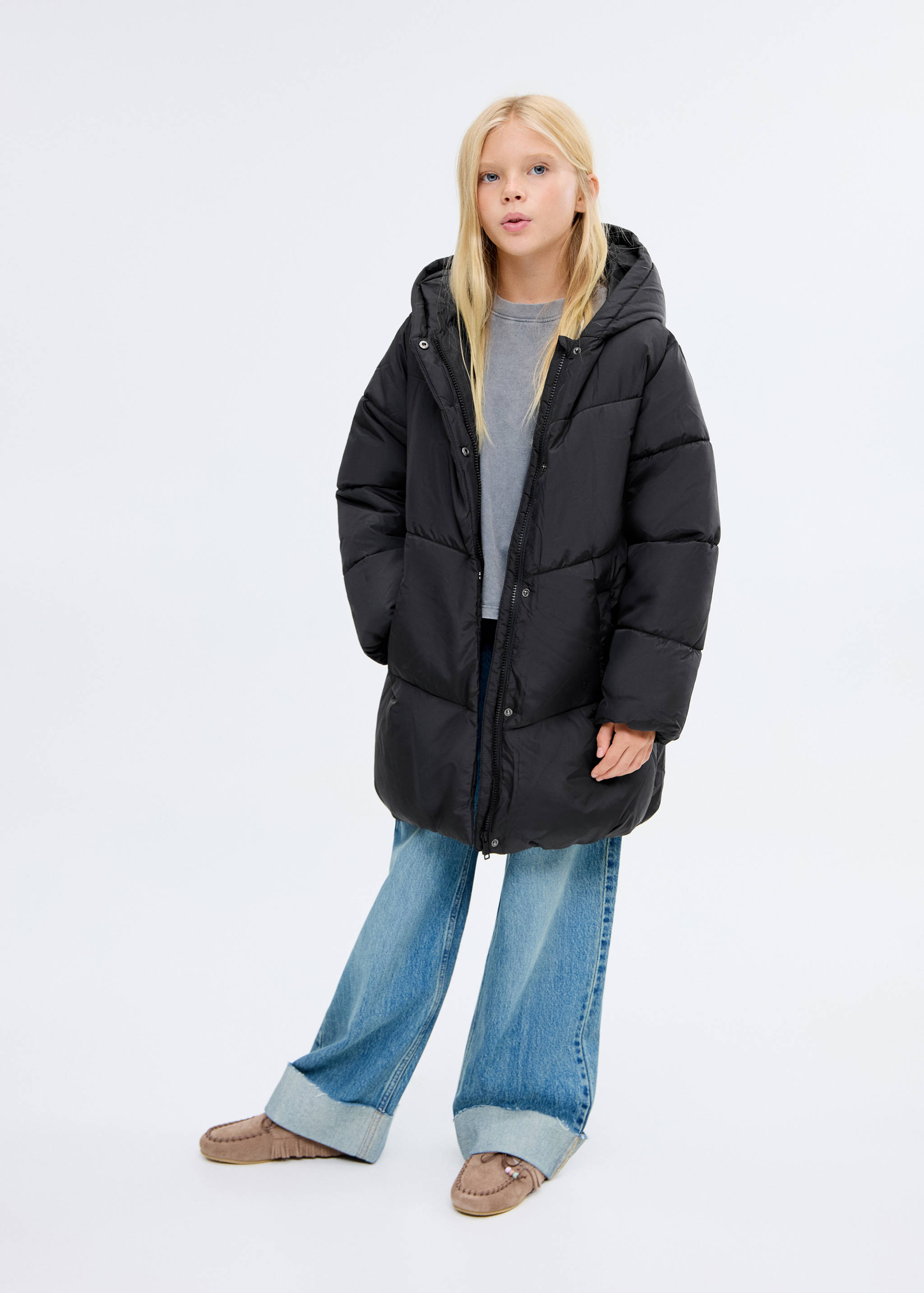 Hood puffer coat - General plane