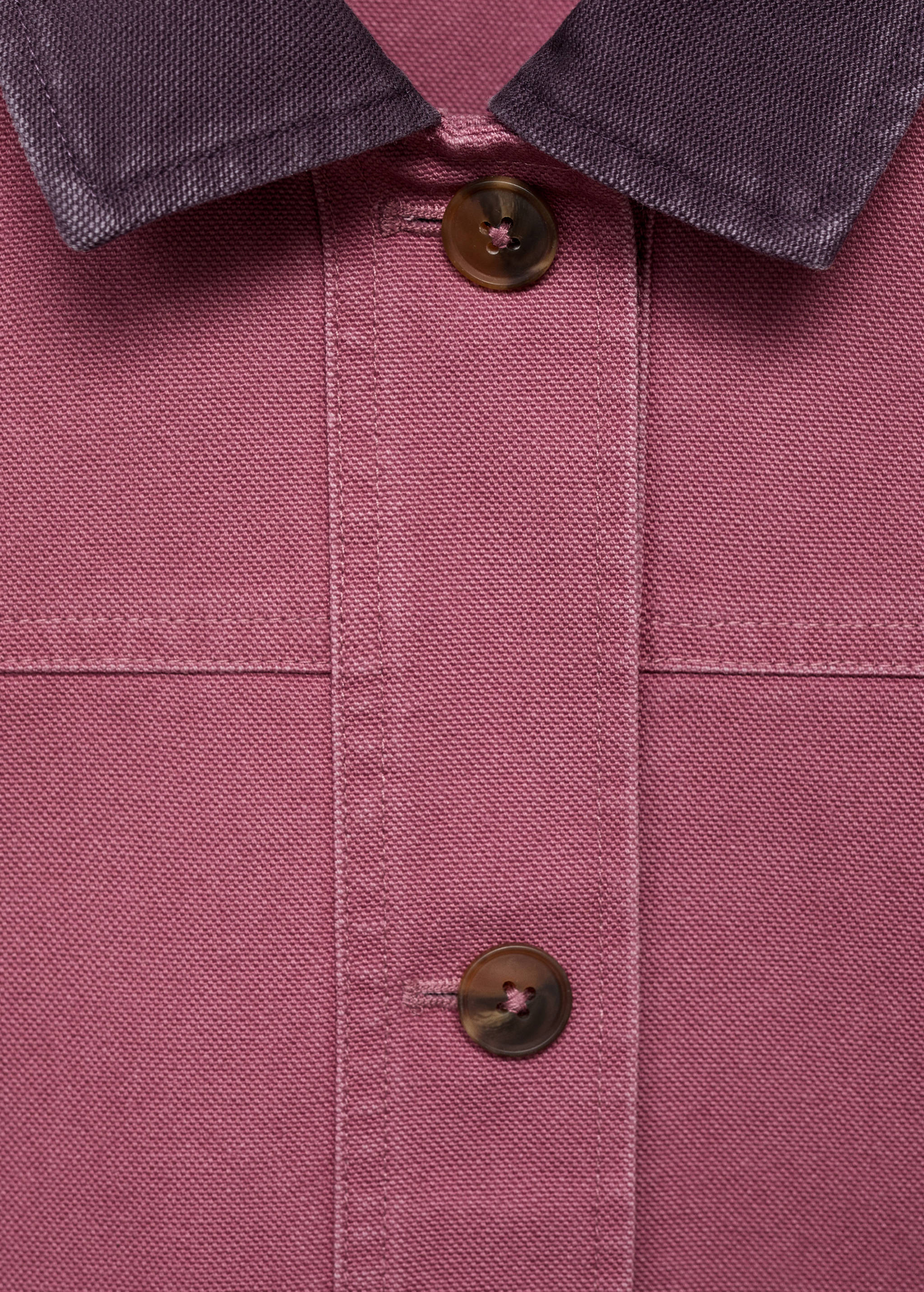 对比领口牛仔布派克大衣 - null