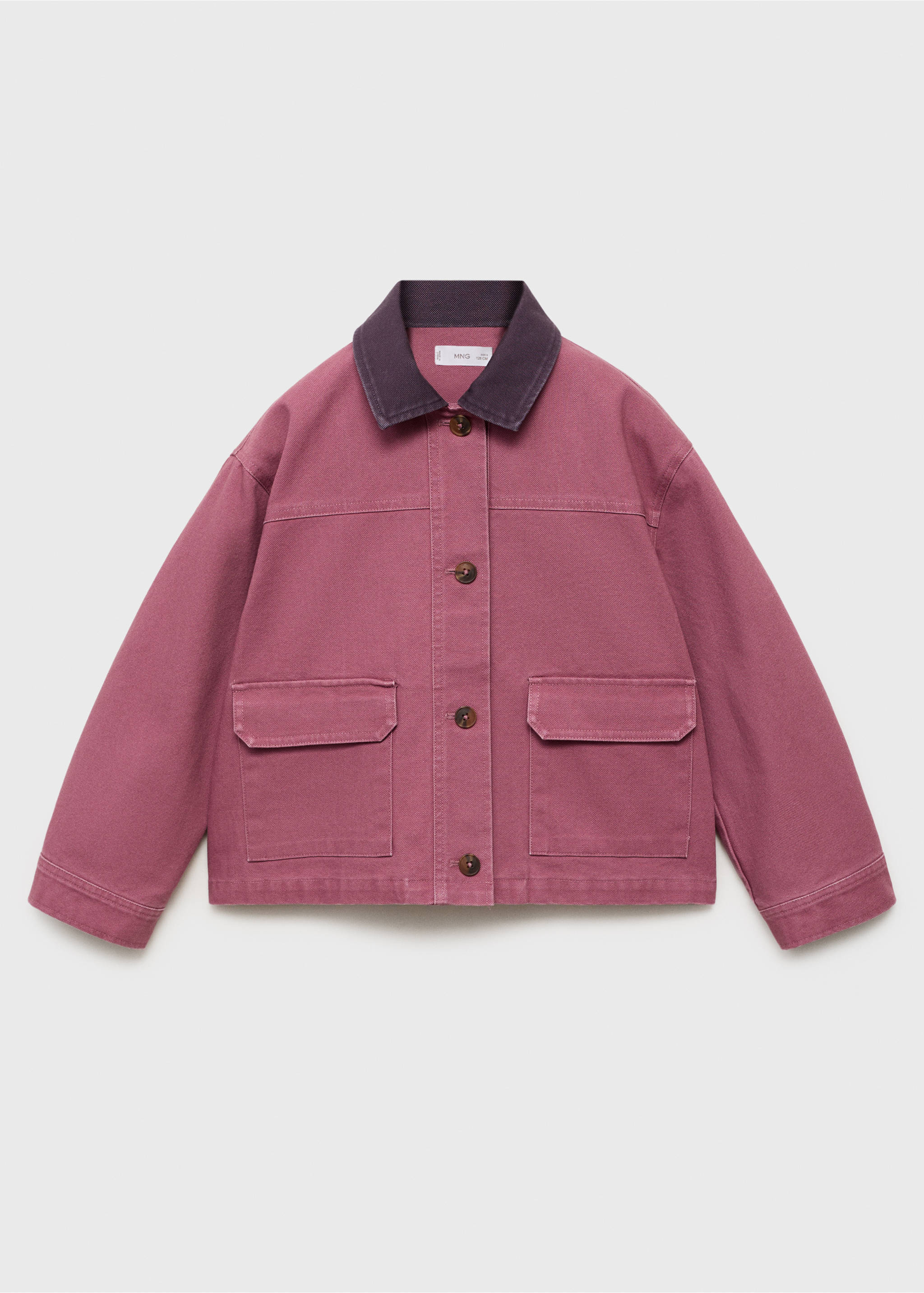 Parka denim col contrasté - Article sans modèle, Cerise. Ref: 17043277-00.