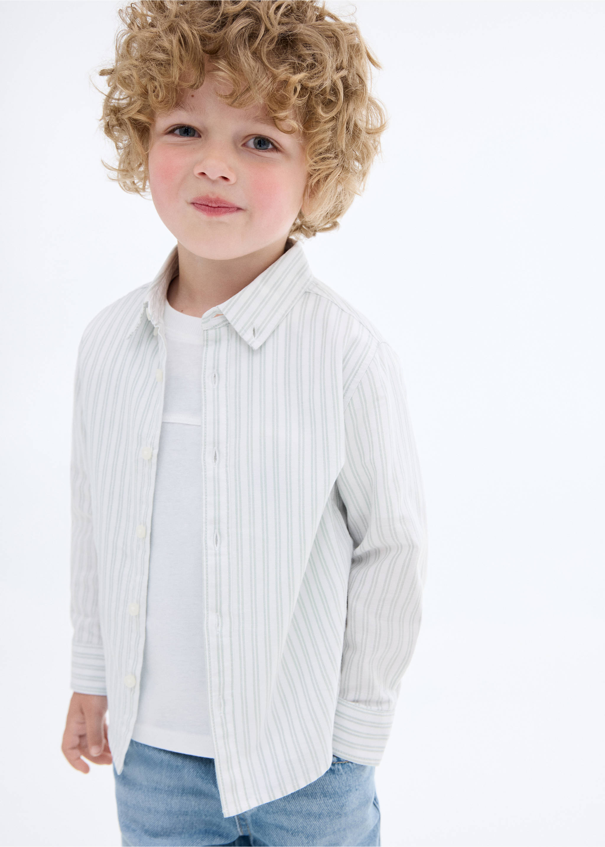 Camisa Oxford rayas - Plano medio, Verde. Ref: 17043278-00.