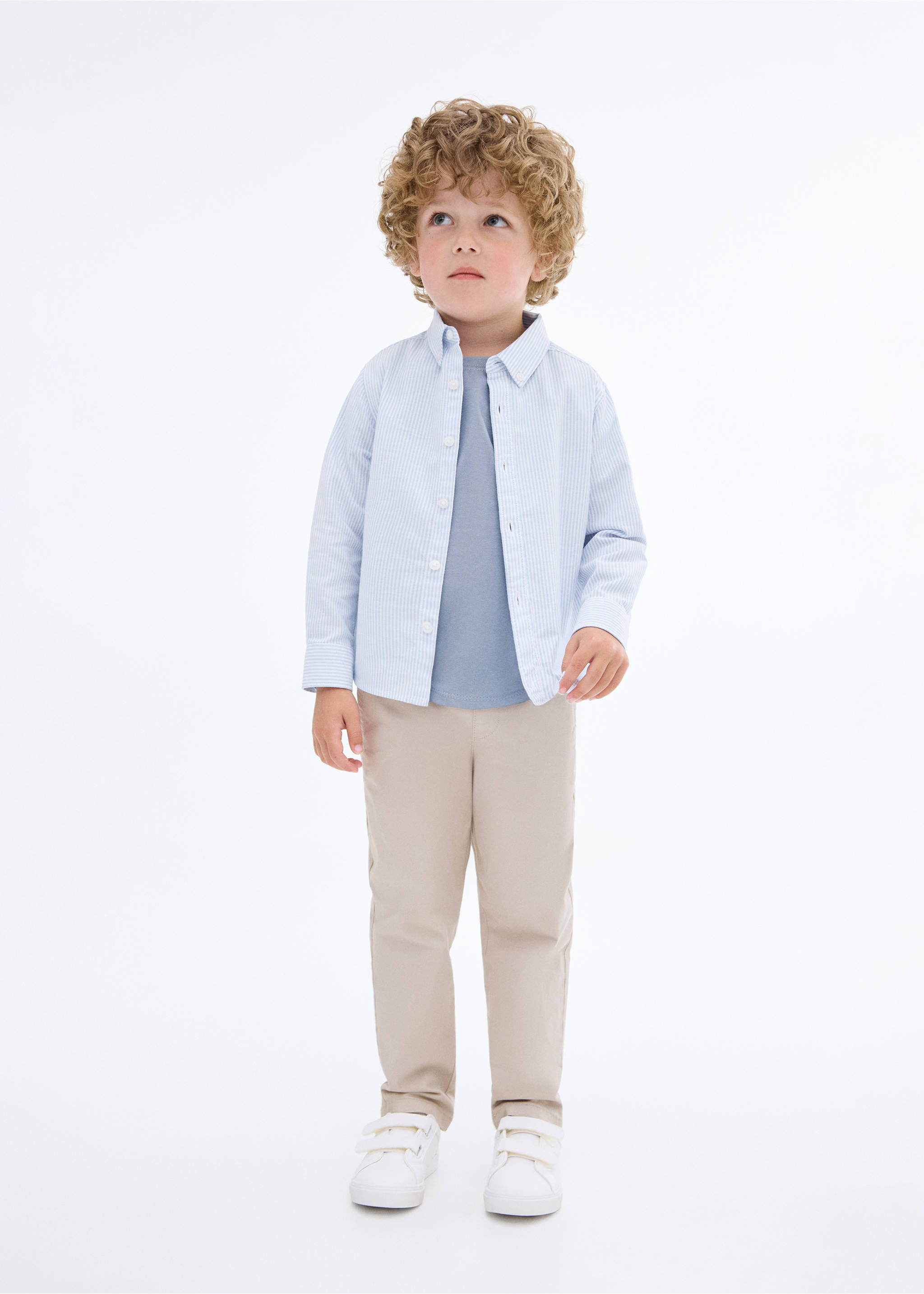 Camisa Oxford rayas - Plano general, Azul celeste. Ref: 17043278-00.