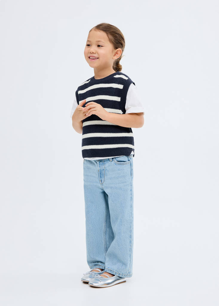 Striped knitted gilet — Navy