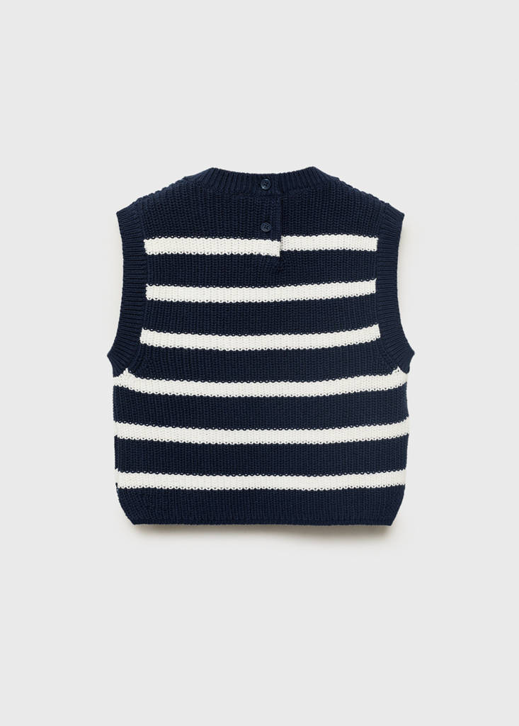 Striped knitted gilet — Navy