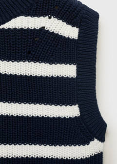 Striped knitted gilet — Navy 5