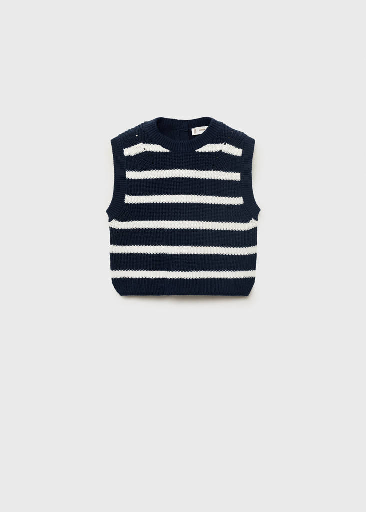 Striped knitted gilet — Navy