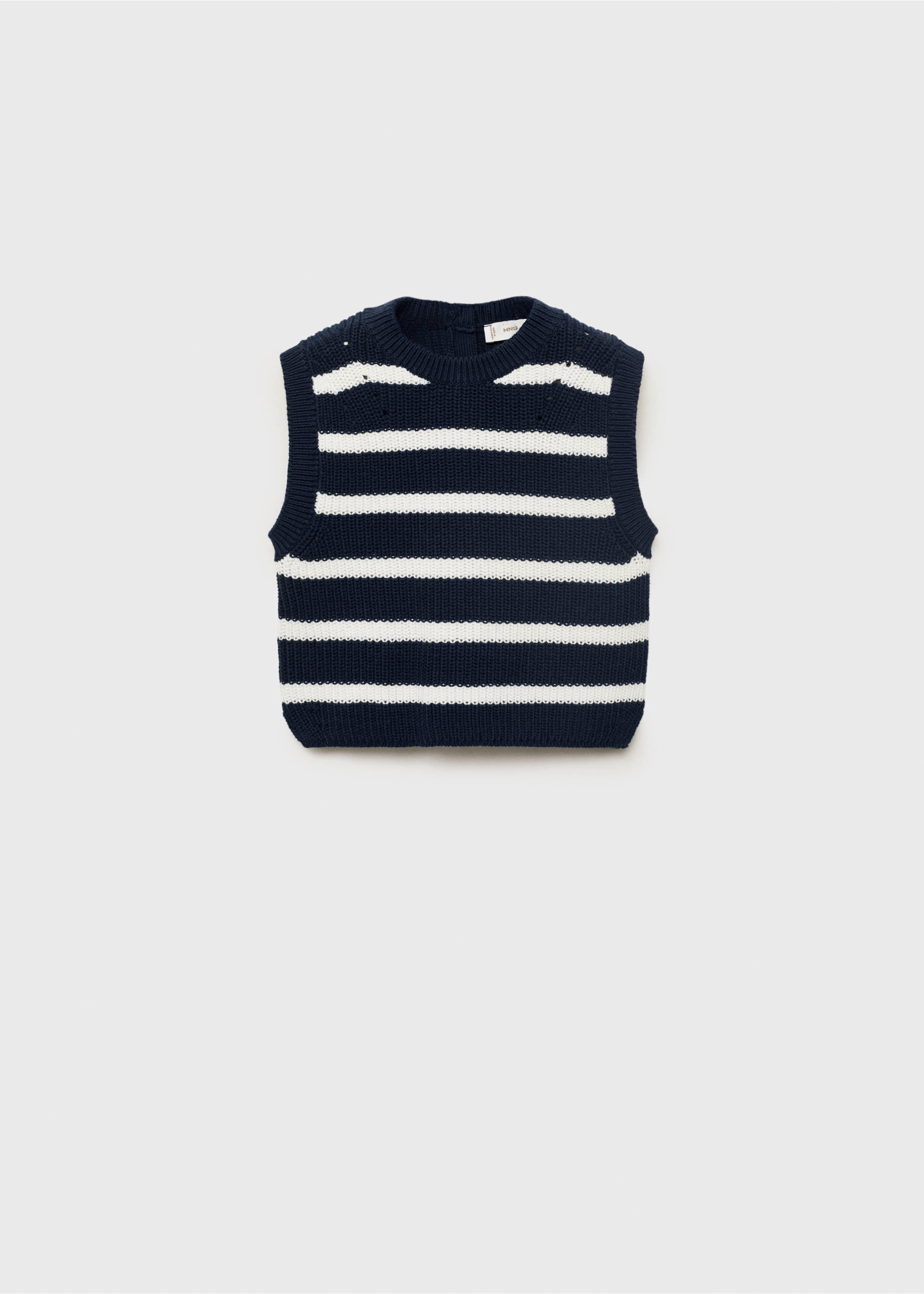Striped knitted vest - Article without model, Navy. Ref: 17043280-00.