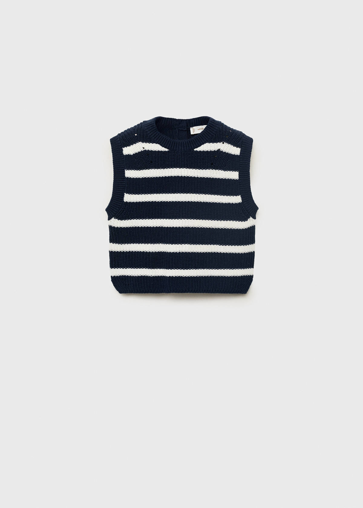 Striped knitted gilet — Navy