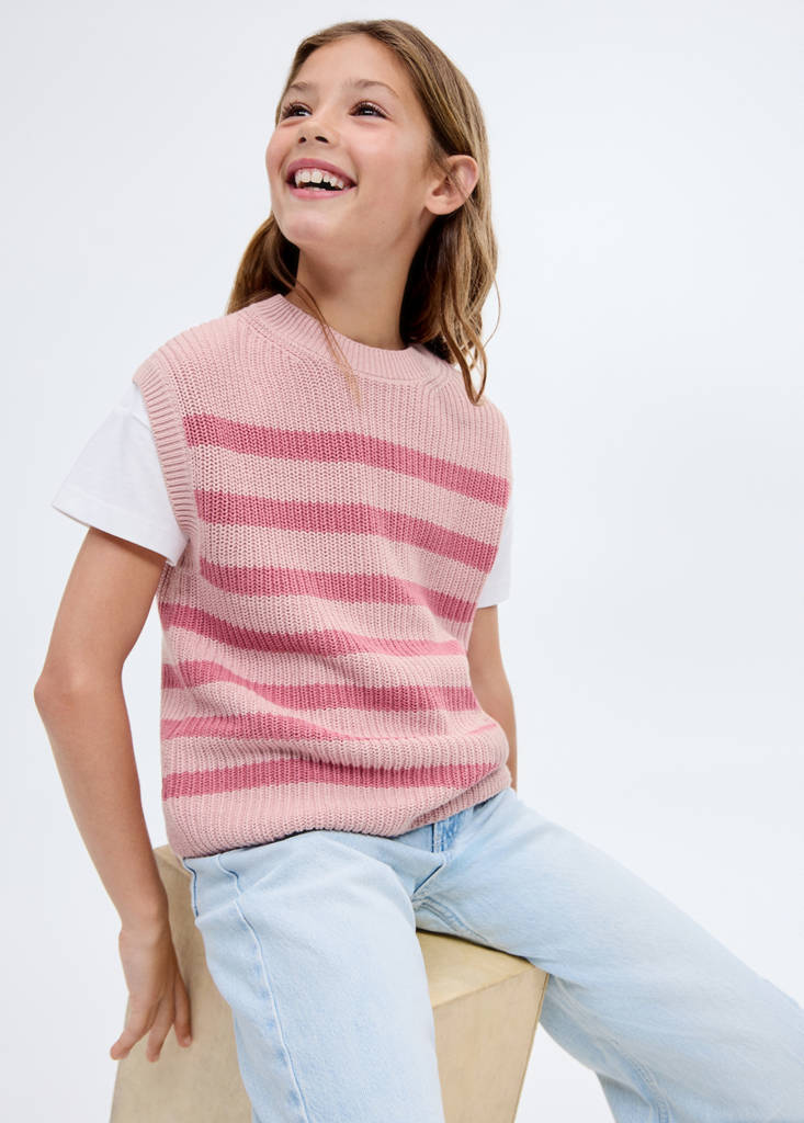 Striped knitted gilet — Pink