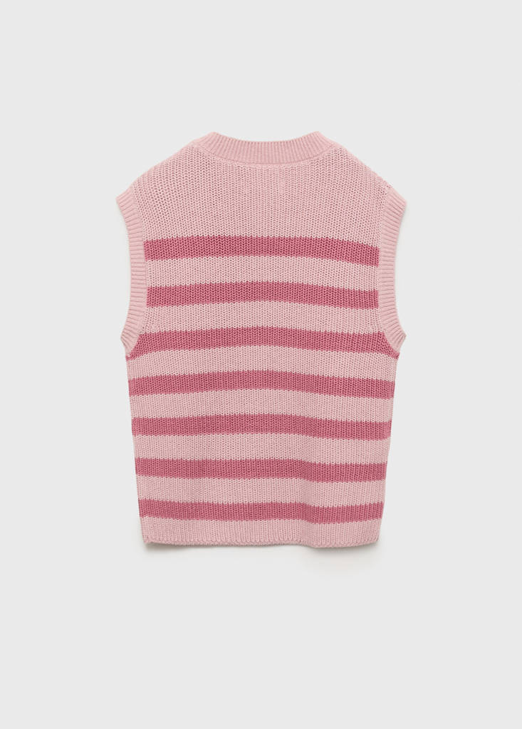 Striped knitted gilet — Pink