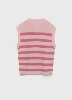 Striped knitted gilet — Pink 5