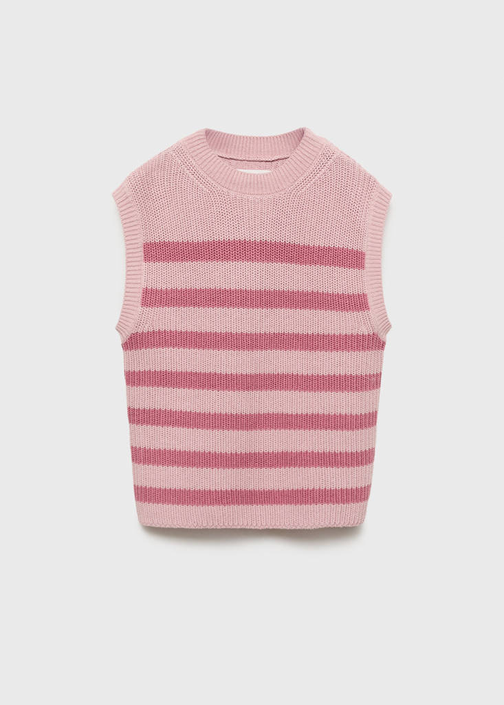 Striped knitted gilet — Pink