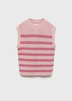 Striped knitted gilet — Pink 2