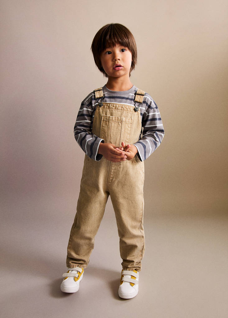 Long denim dungarees — Tobacco Brown