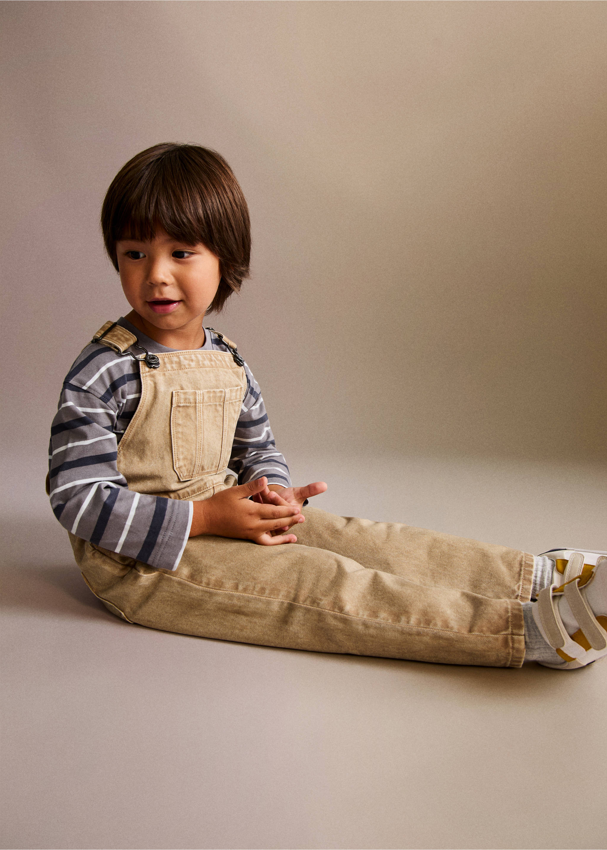 Long denim dungarees - Medium plane, Tobacco Brown. Ref: 17043283-00.