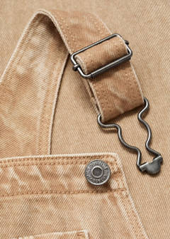Long denim dungarees — Tobacco Brown 4