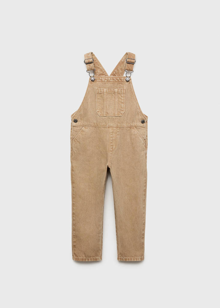 Long denim dungarees — Tobacco Brown