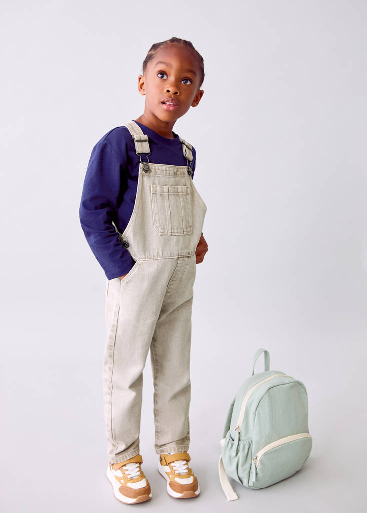Long denim dungarees — Grey