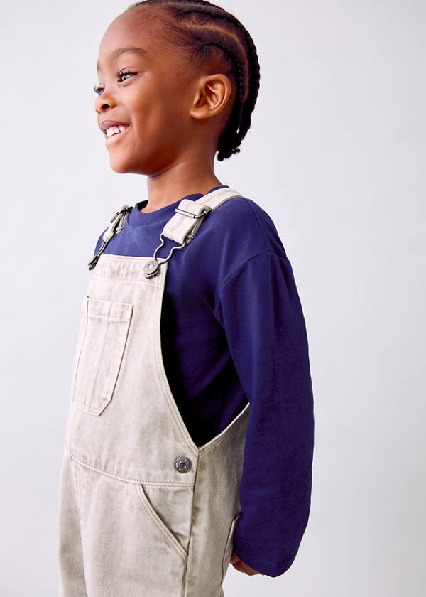 Long denim dungarees — Grey