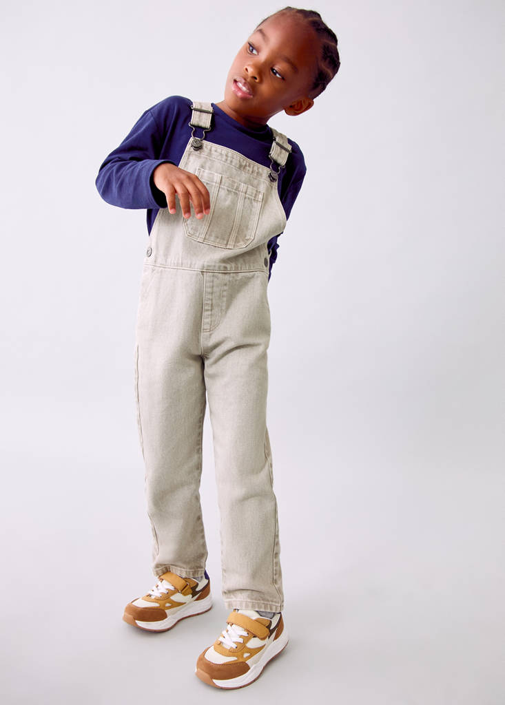 Long denim dungarees — Grey