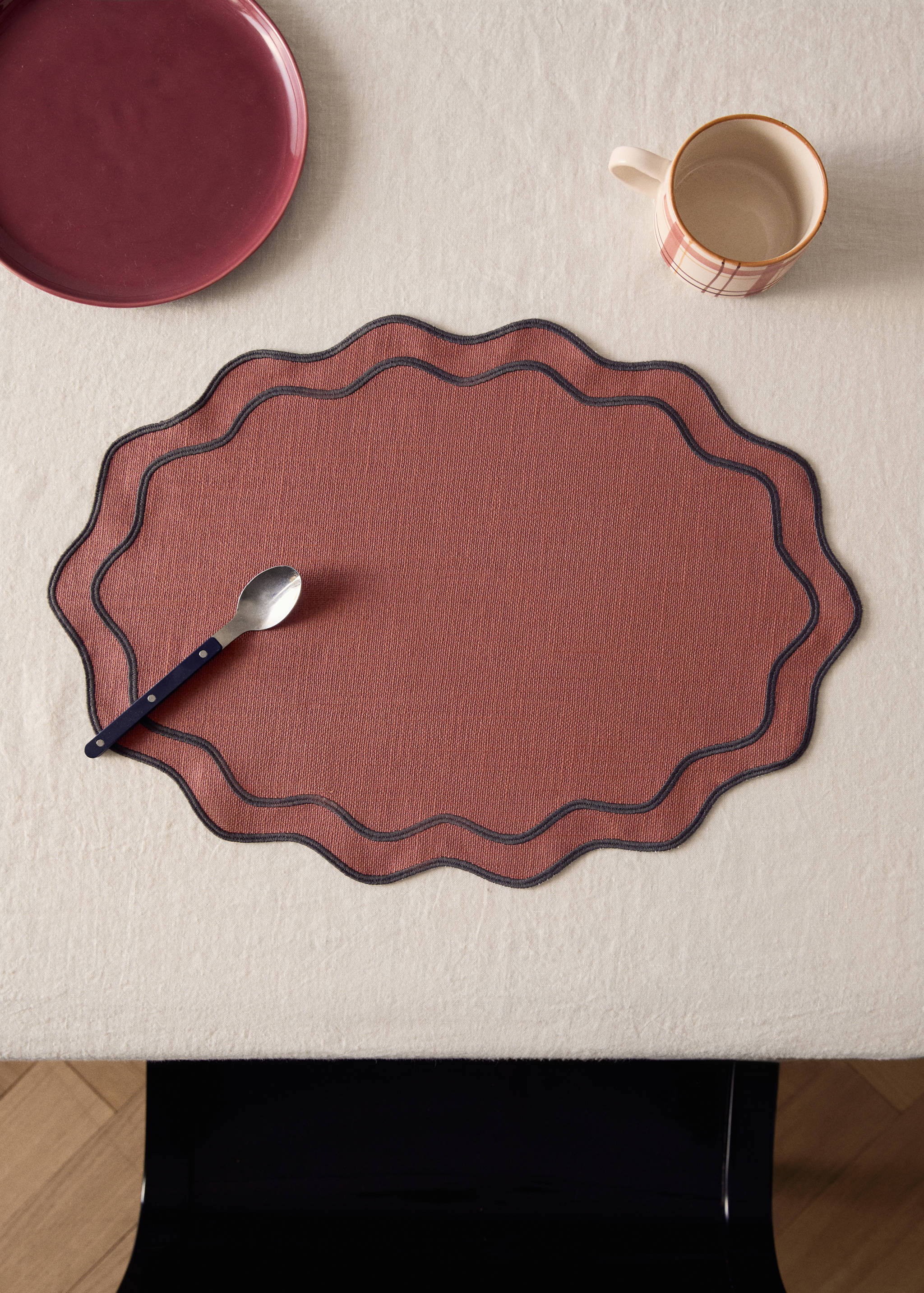 Toalha individual de algodão resinada ondas - Plano geral