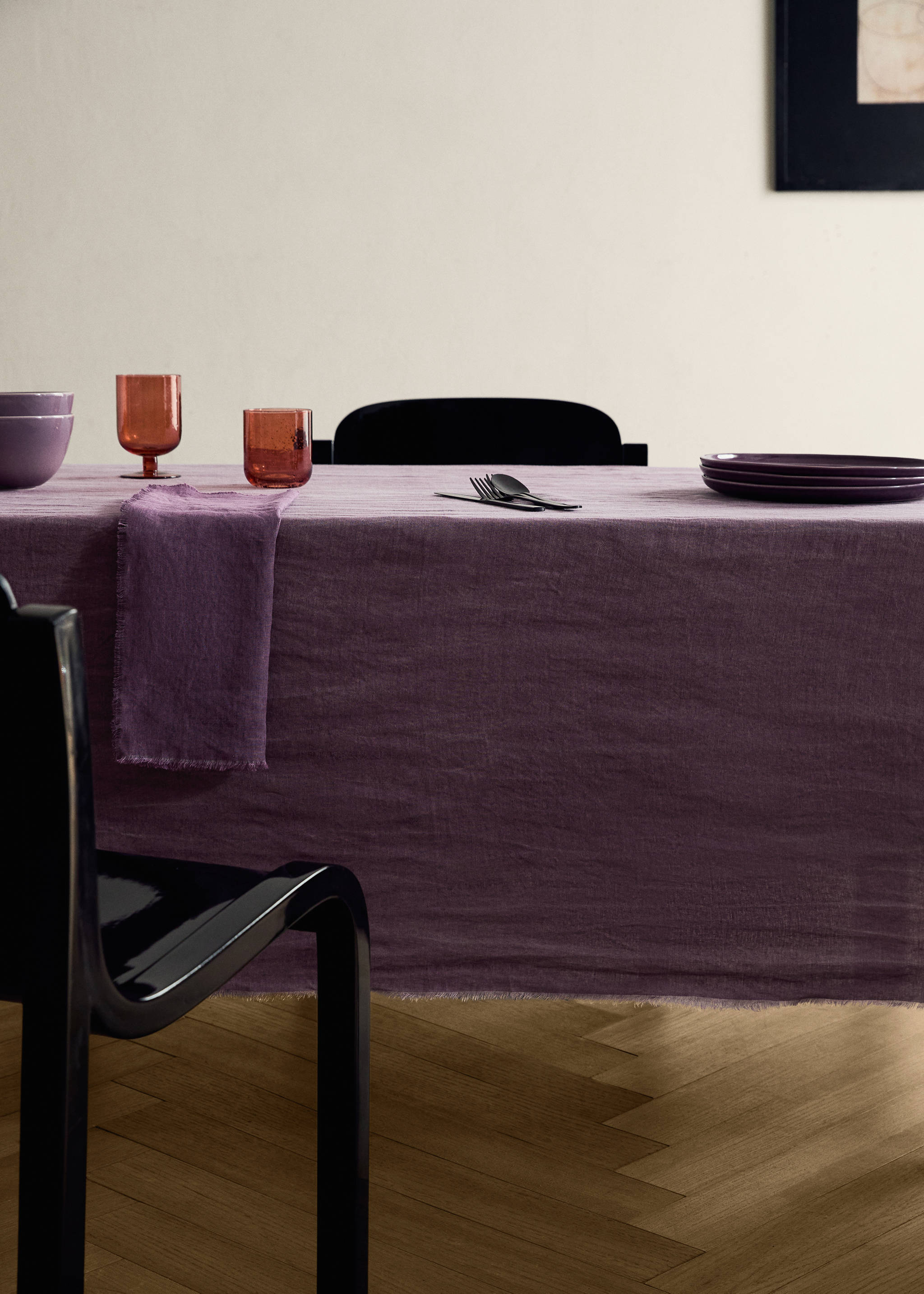 Mantel lino terminación deshilachado 6 a 8 comensales - Plano general