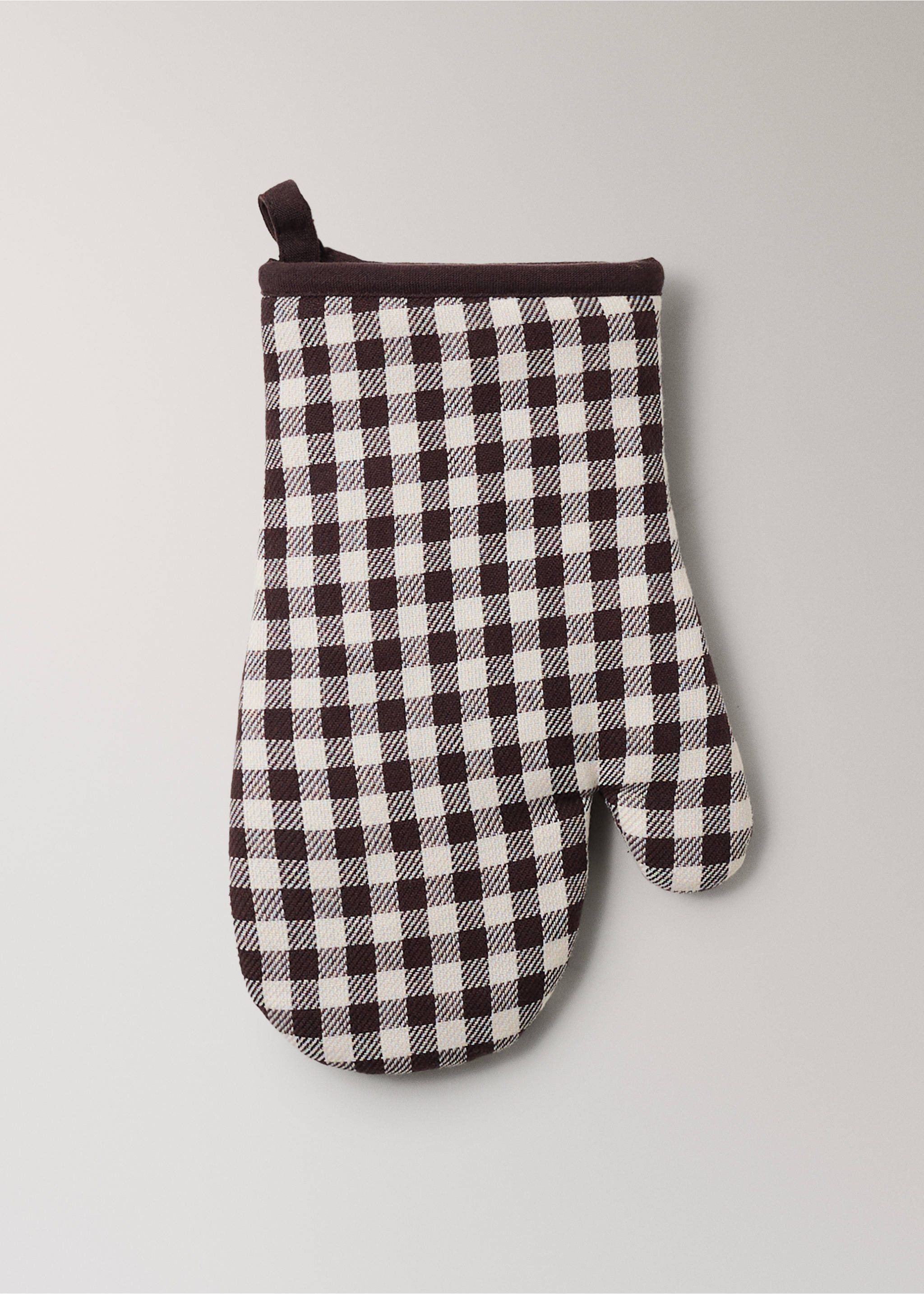 Gingham check cotton oven mitt - Article without model, Grey. Ref: 17043329-00.