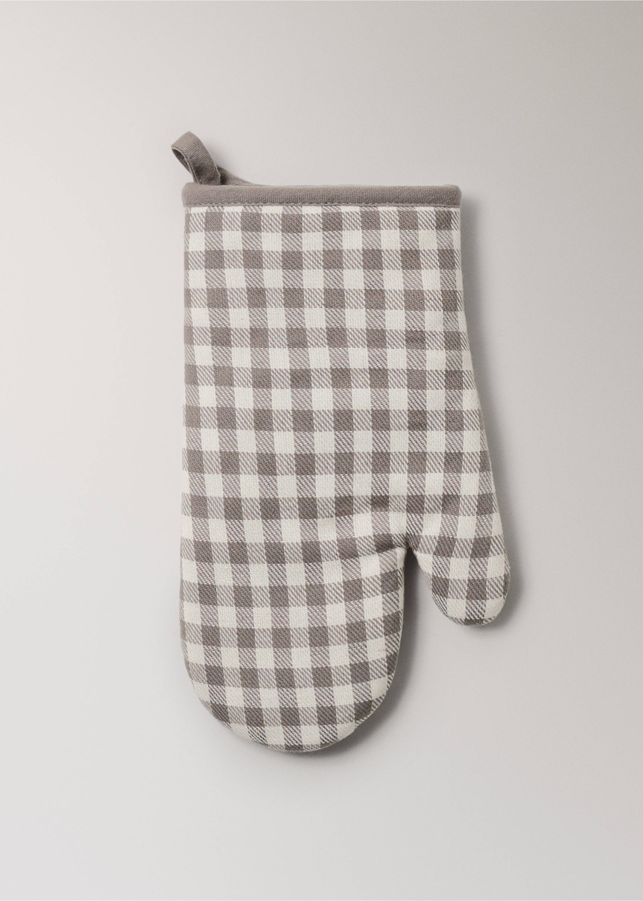 Gingham check cotton oven mitt - Article without model, Light/Pastel Brown. Ref: 17043329-00.