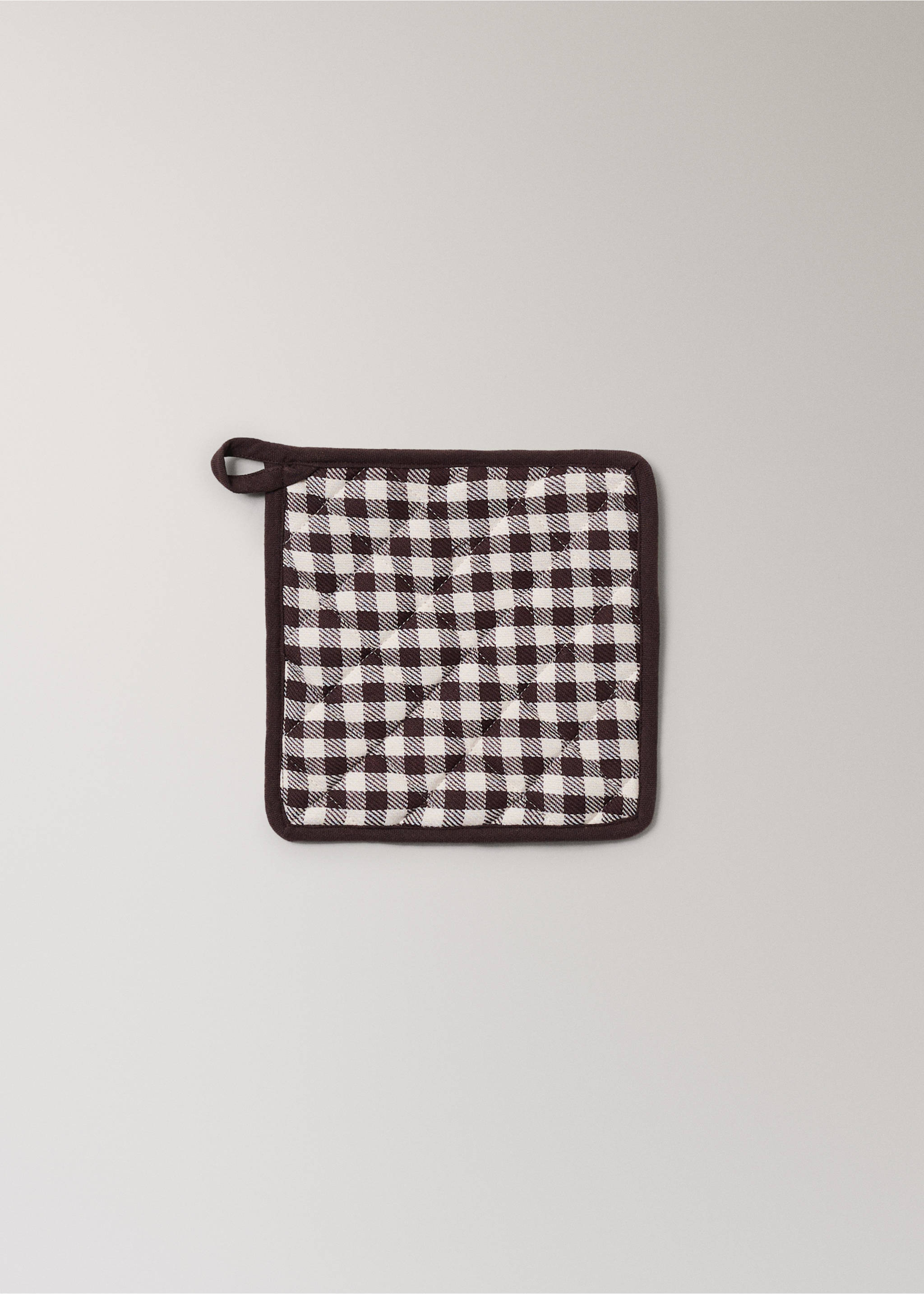 Gingham check cotton pot holder - Article without model, Grey. Ref: 17043330-00.
