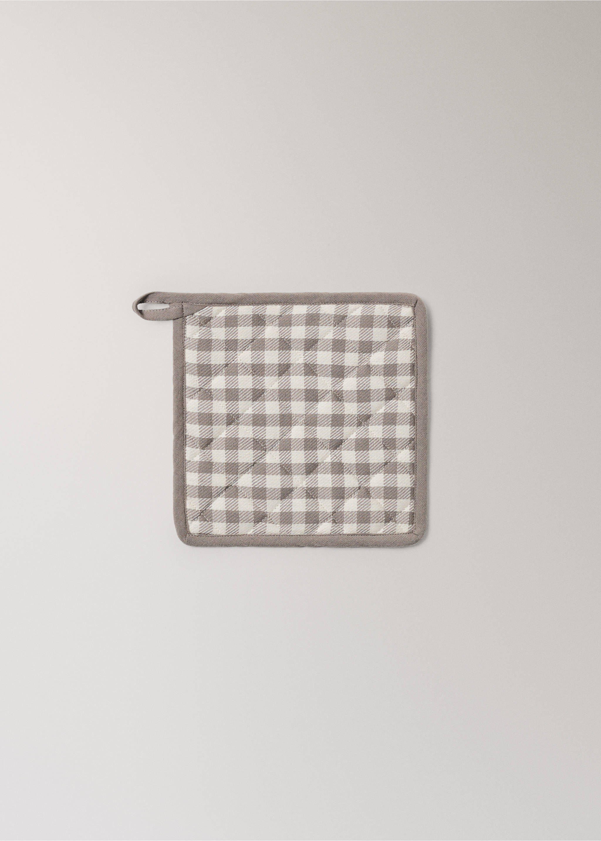 Gingham check cotton pot holder - Article without model, Light/Pastel Brown. Ref: 17043330-00.
