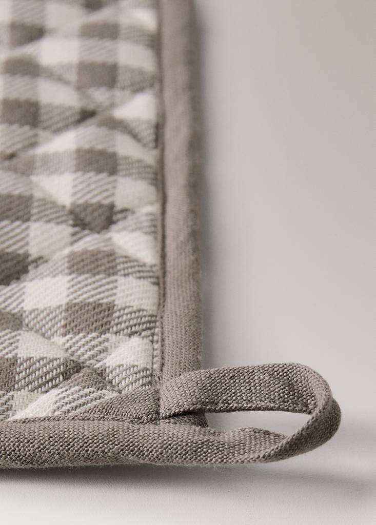 Gingham check cotton pot holder — Light/Pastel Brown