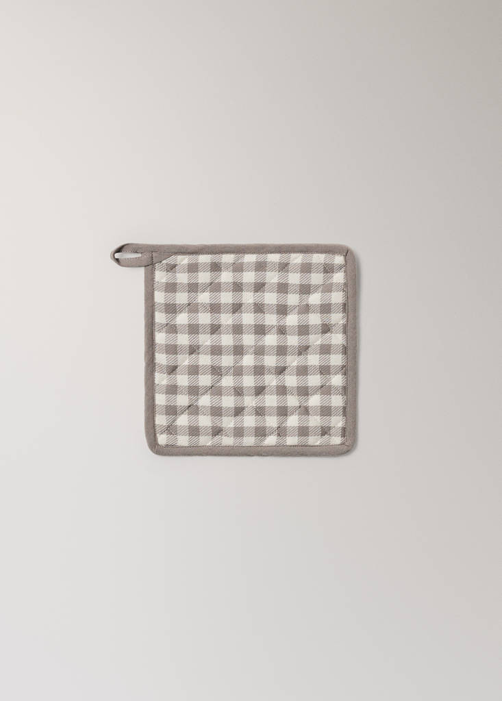 Gingham check cotton pot holder — Light/Pastel Brown