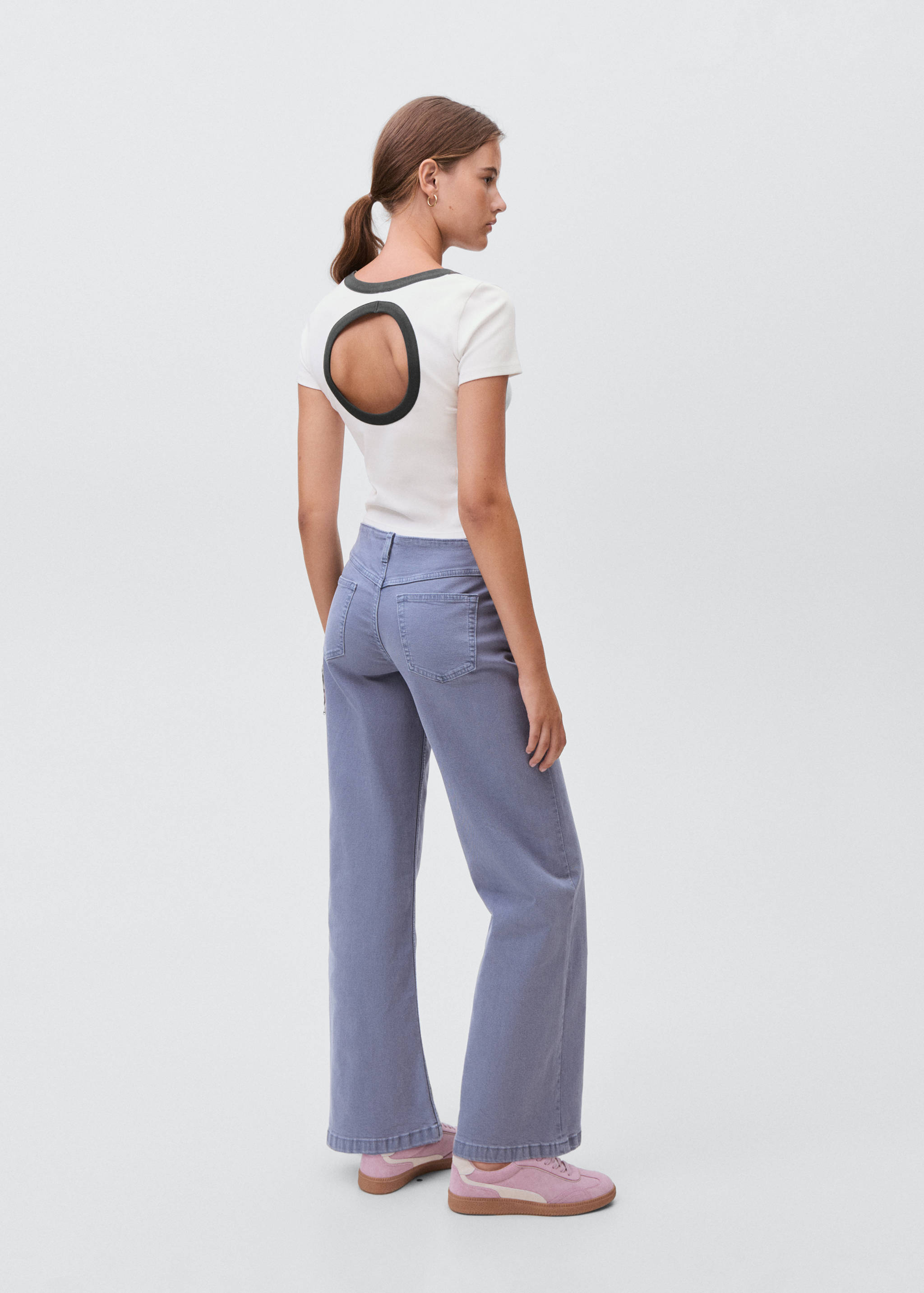 T-shirt coton col contrastant - Verso de l’article