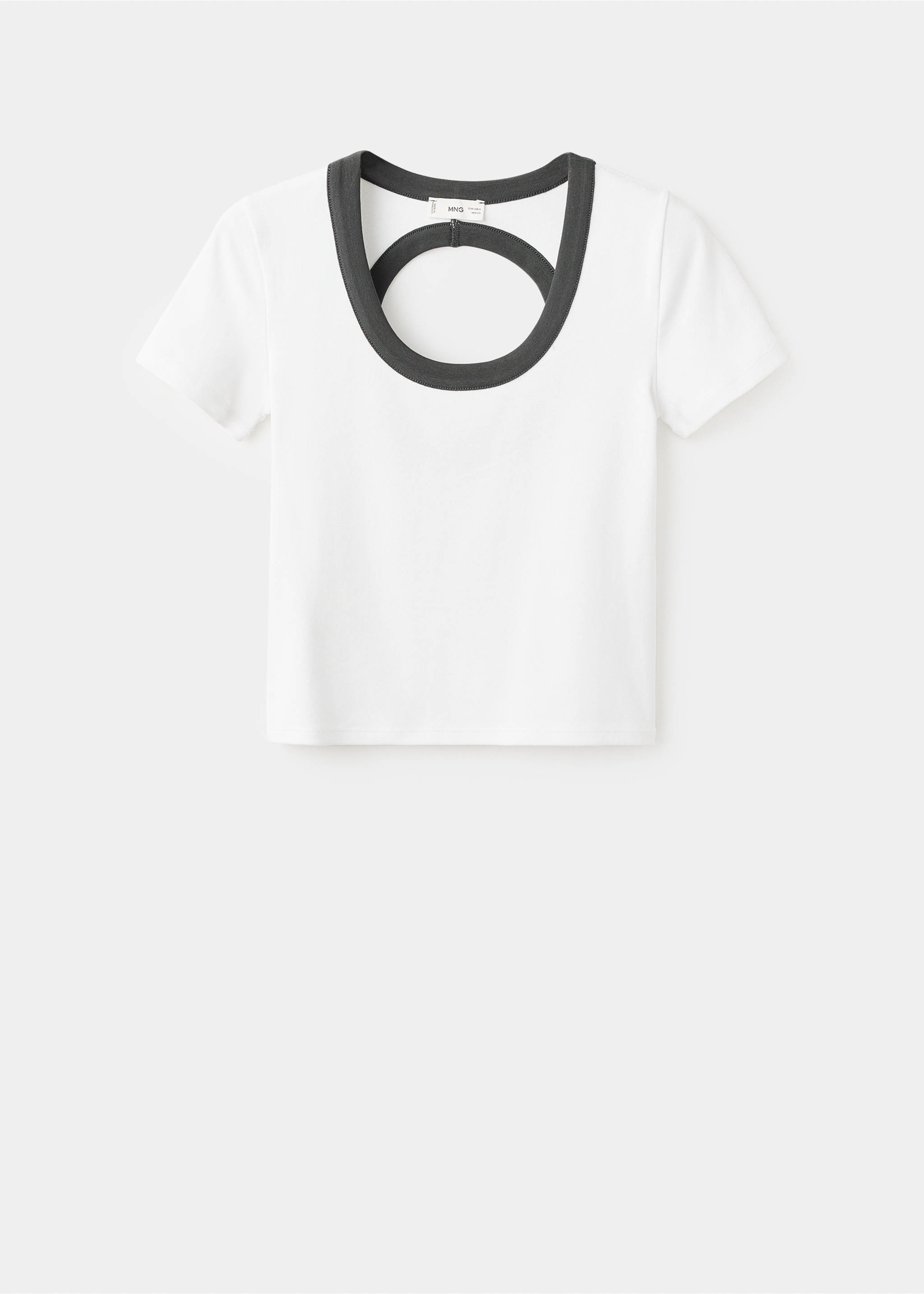 Contrasting collar cotton t-shirt - Article without model, Off White. Ref: 17043335-00.