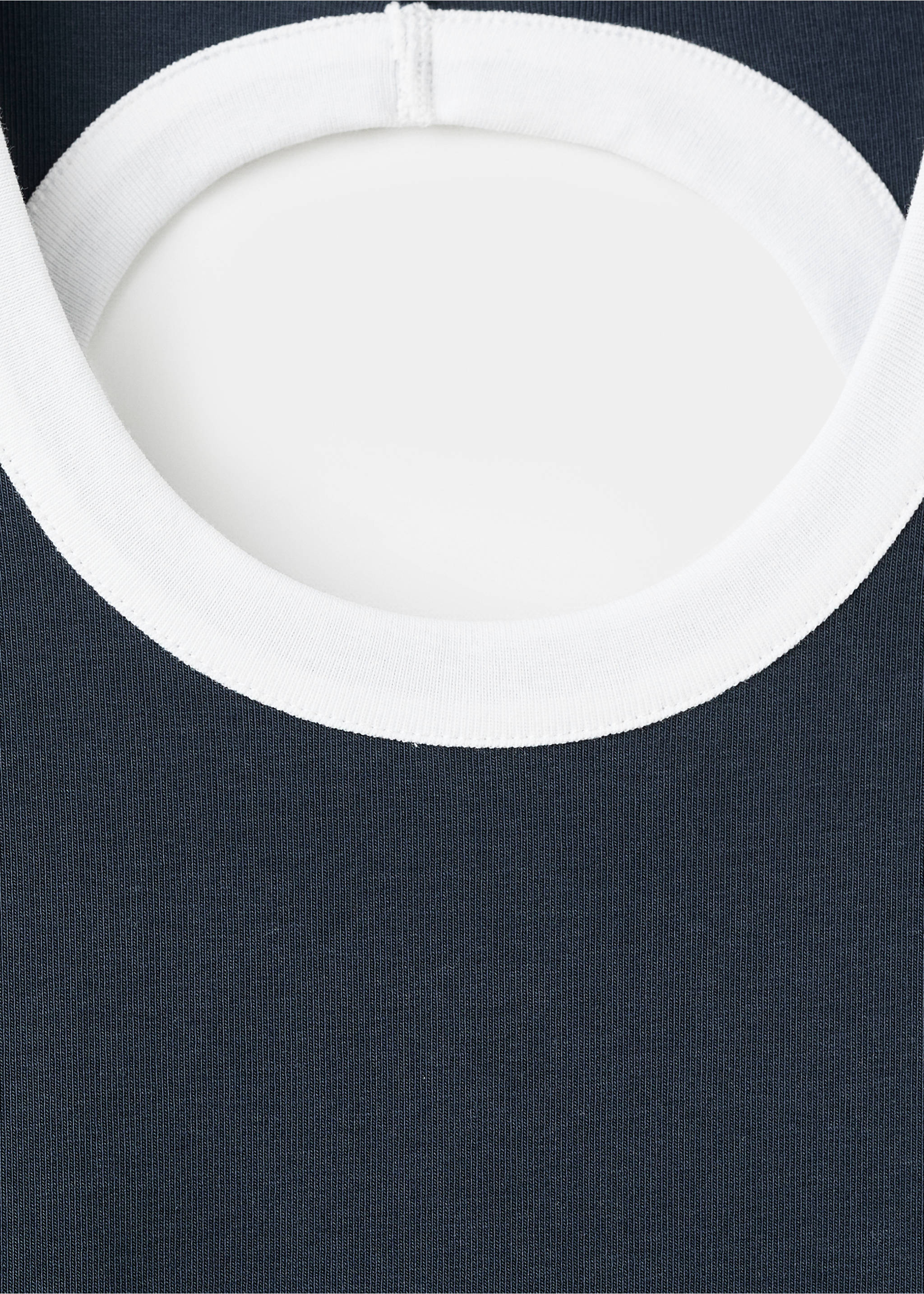 Contrasting collar cotton t-shirt - Details of the article 8, Navy. Ref: 17043335-00.