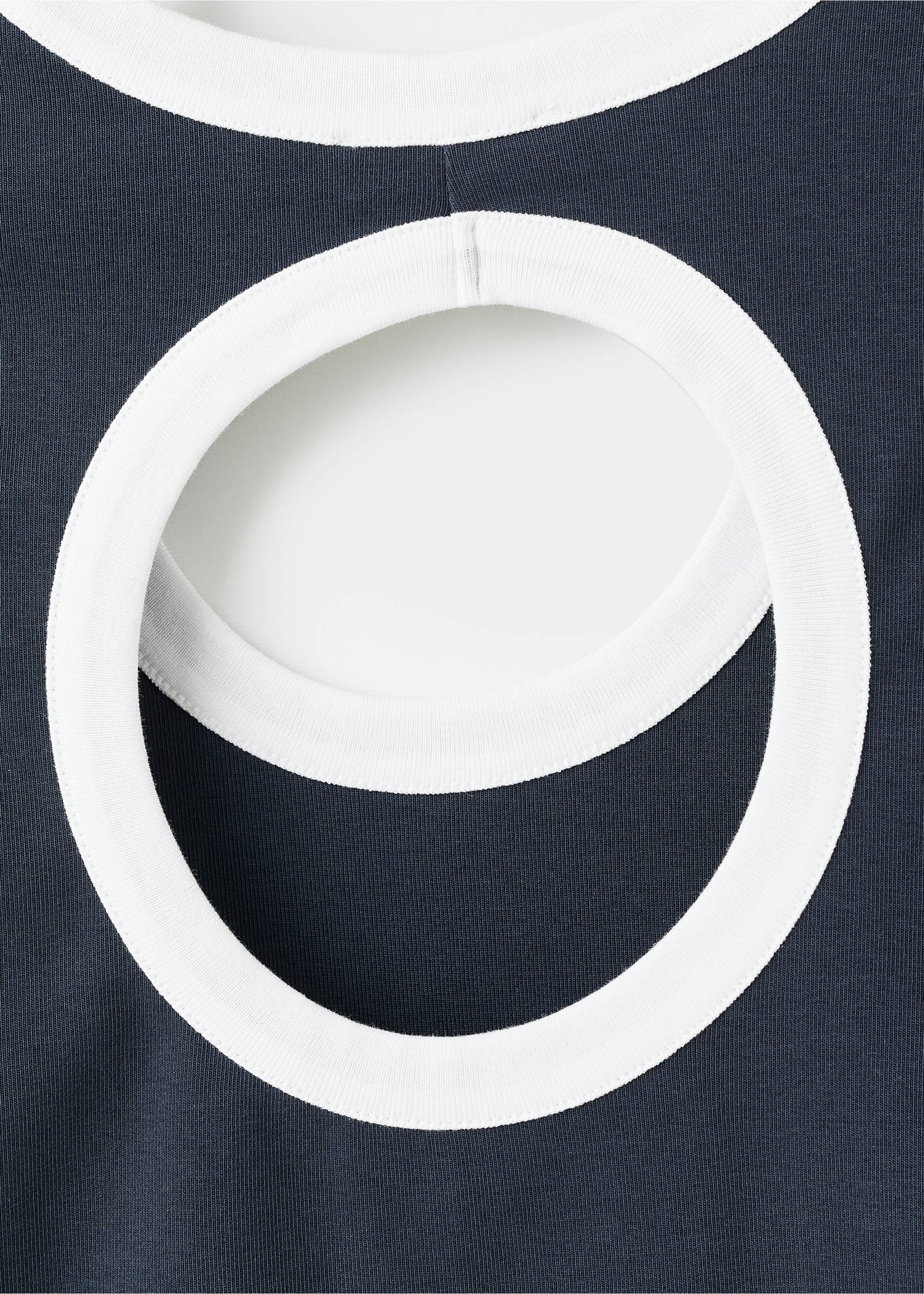 Contrasting collar cotton t-shirt - Details of the article 0, Navy. Ref: 17043335-00.