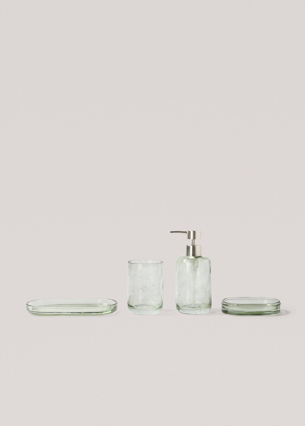 Cylindrical glass soap dispenser — Green