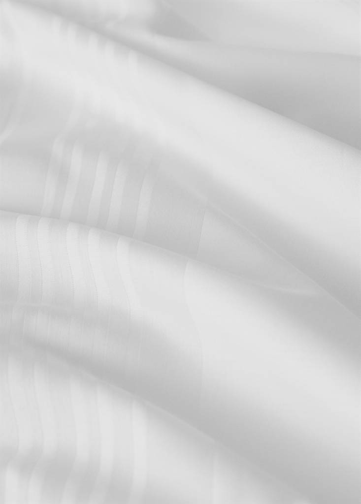 Sateen cotton 300 threads count striped duvet cover Queen bed — White