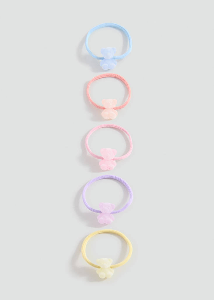 MANGO KIDS - Lot 5 élastiques à cheveux rose pâle - Taille unique - Fille