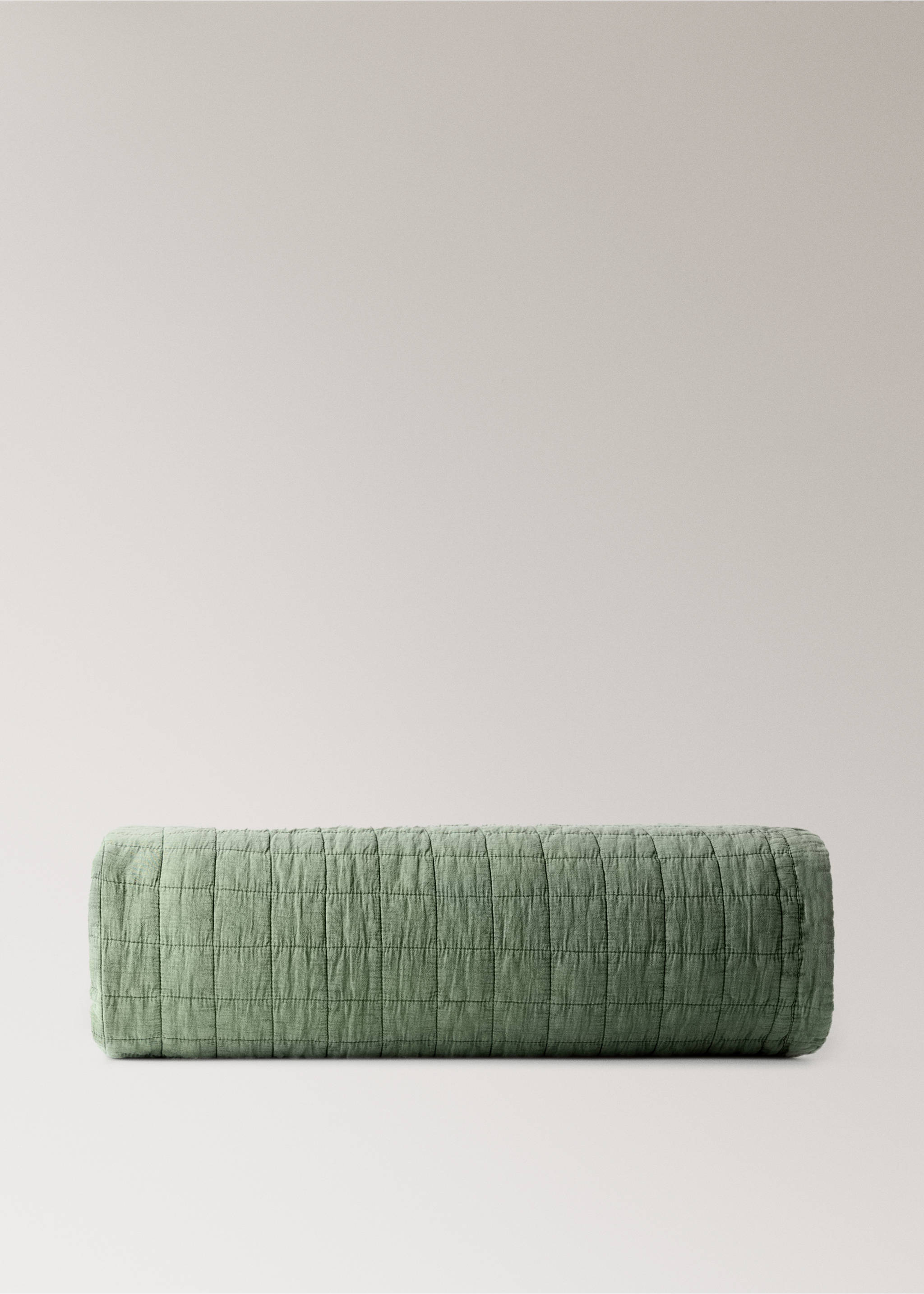 Washed cotton check bedspread for cot - Article without model, Medium Green. Ref: 17043827-00.