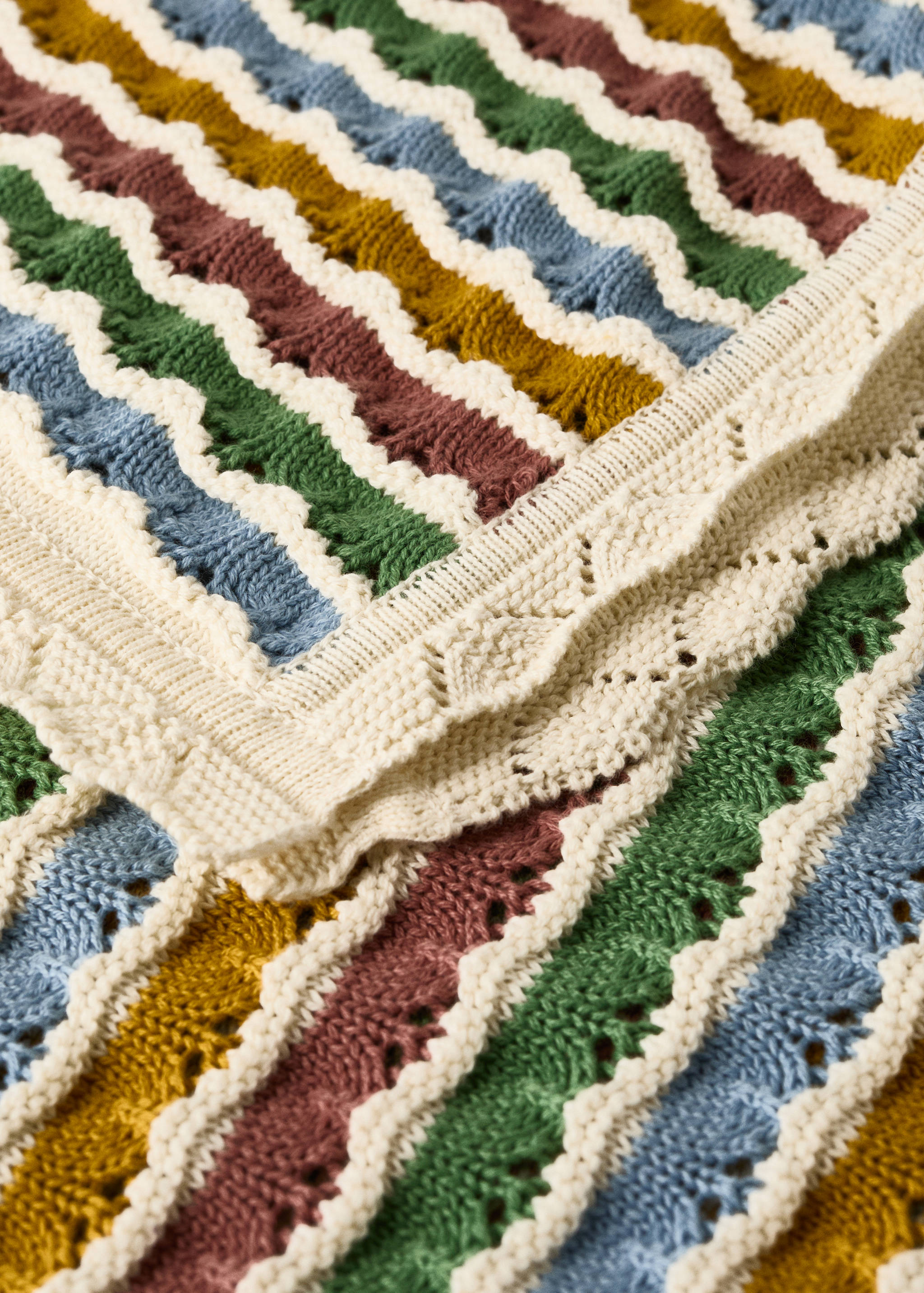 Barnfilt 100% bomull med hålmönstrade ränder - Detaljer om artikeln 1