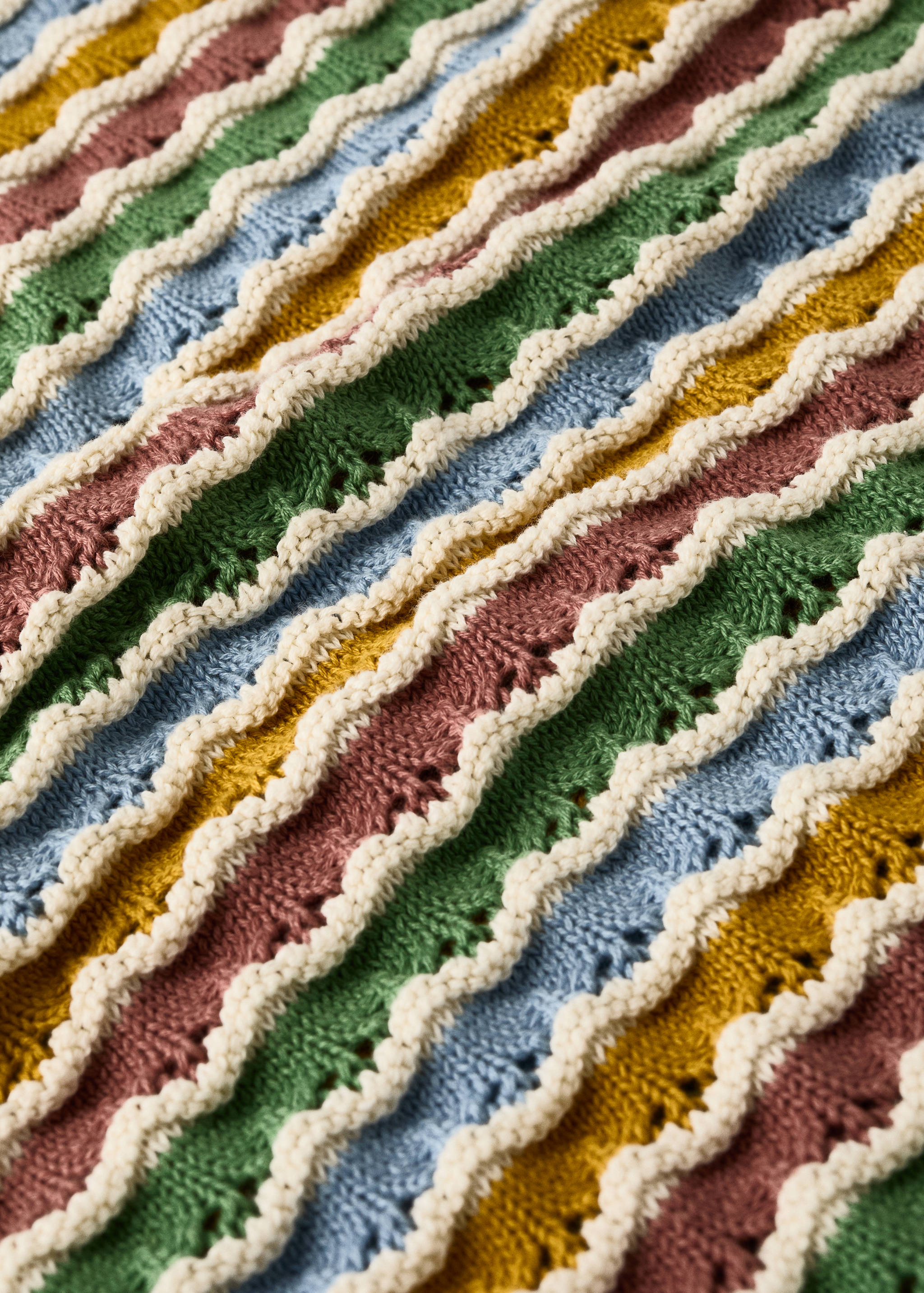 Barnfilt 100% bomull med hålmönstrade ränder - Detaljer om artikeln 2